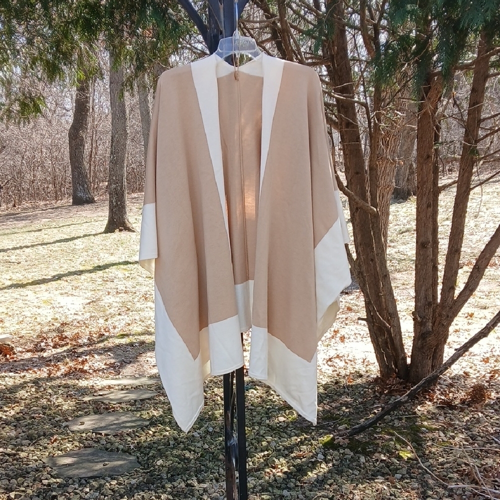 Open Front Poncho Wrap Shawl Cover Up. One Size
